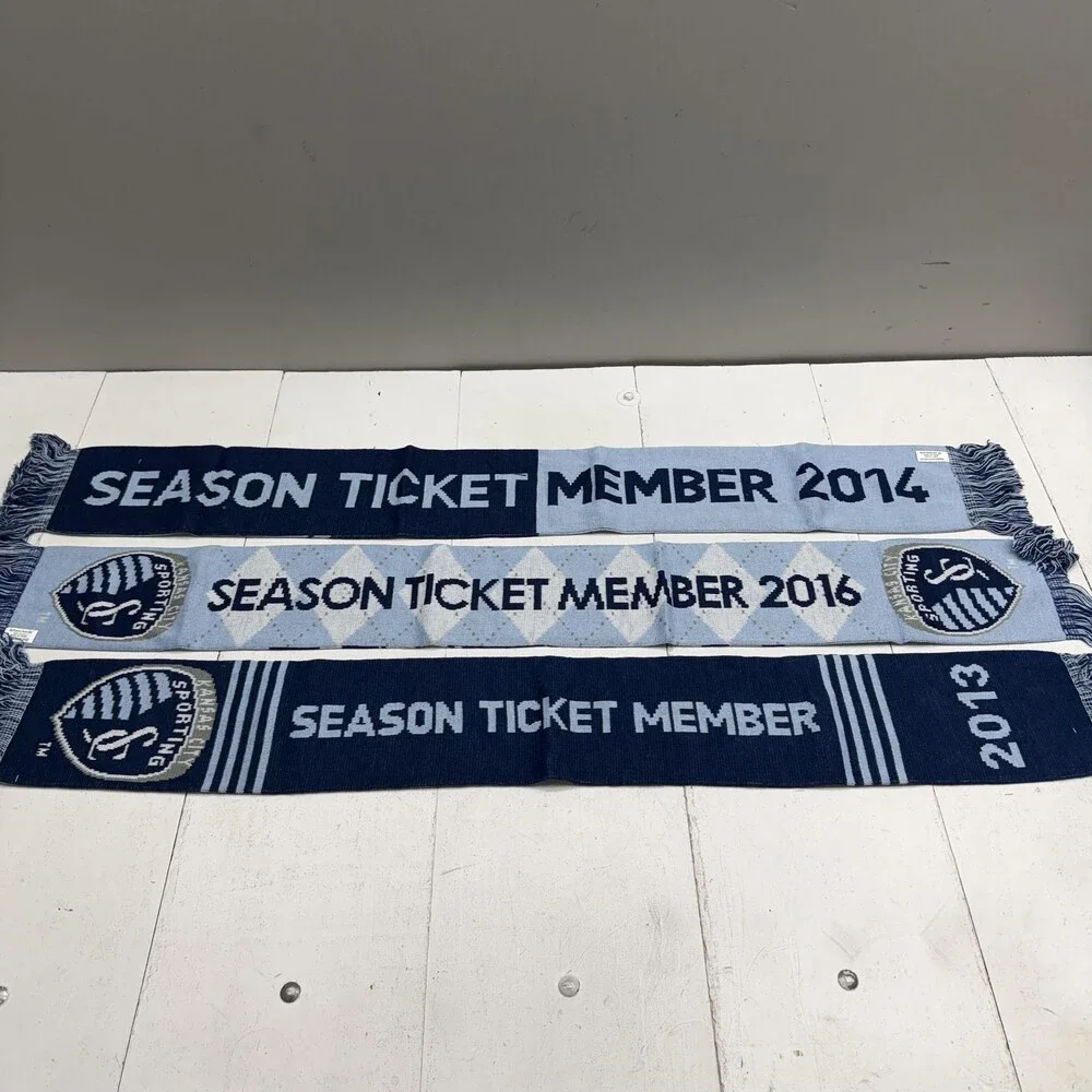 Set Of 3 Sporting Kansas City Scarves Mens One Size Blue MLS Soccer Ruffneck